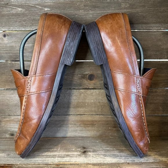 Mens Cole Haan Grand.Os Brown Leather Almond Toe Penny Loafers Size 11.5 M GUC - Picture 4 of 6